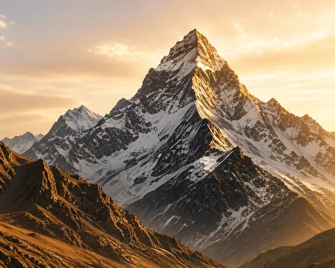 Mountain peak in sunrise light